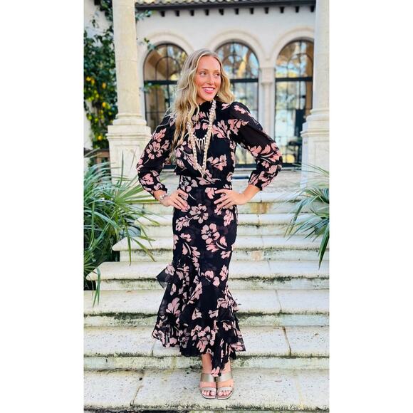 MISA Los Angeles Aubrey Dress in Black Floral Size M - Picture 2 of 9